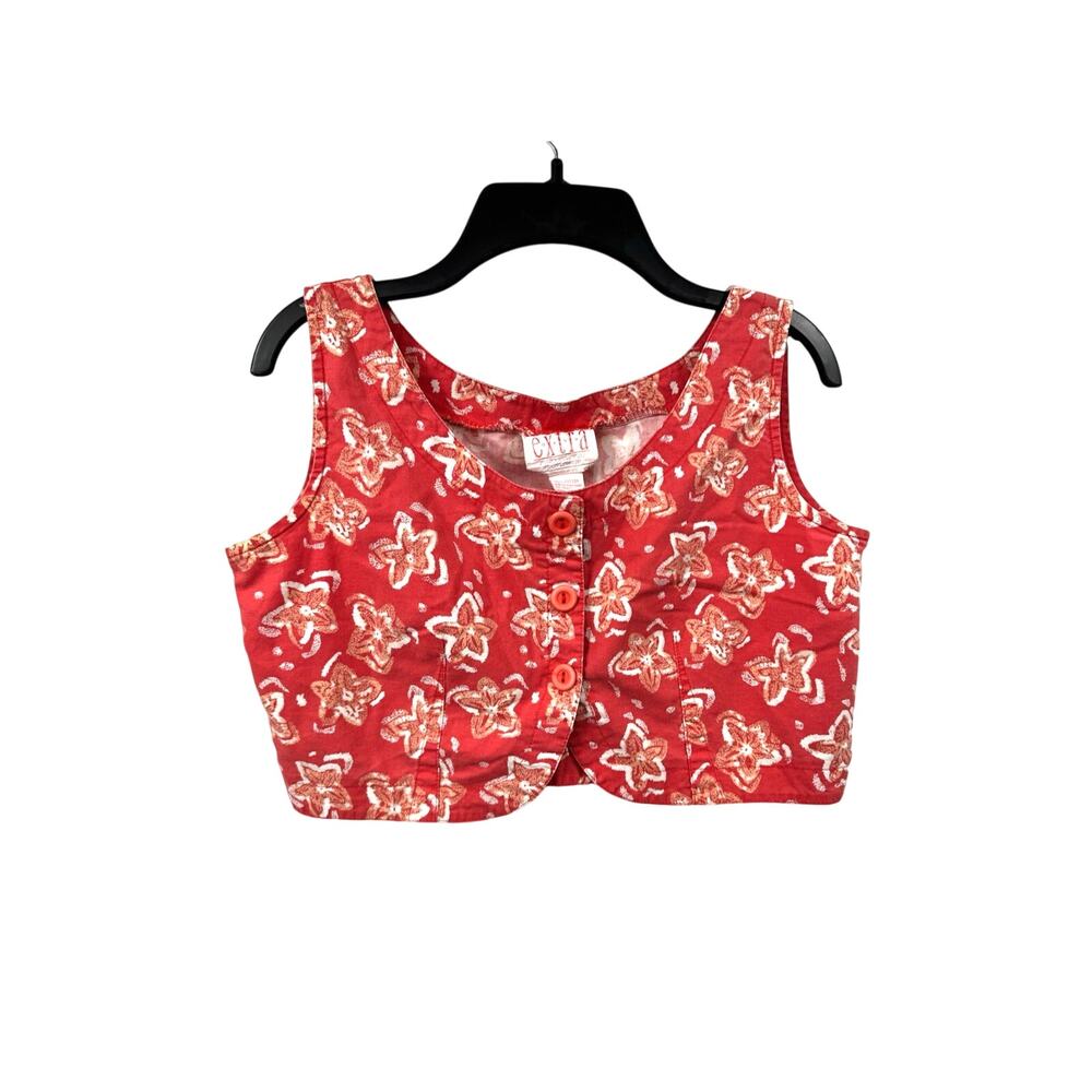 Vintage Cotton Crop Top Buttons Extra International Sportswear Pink Small